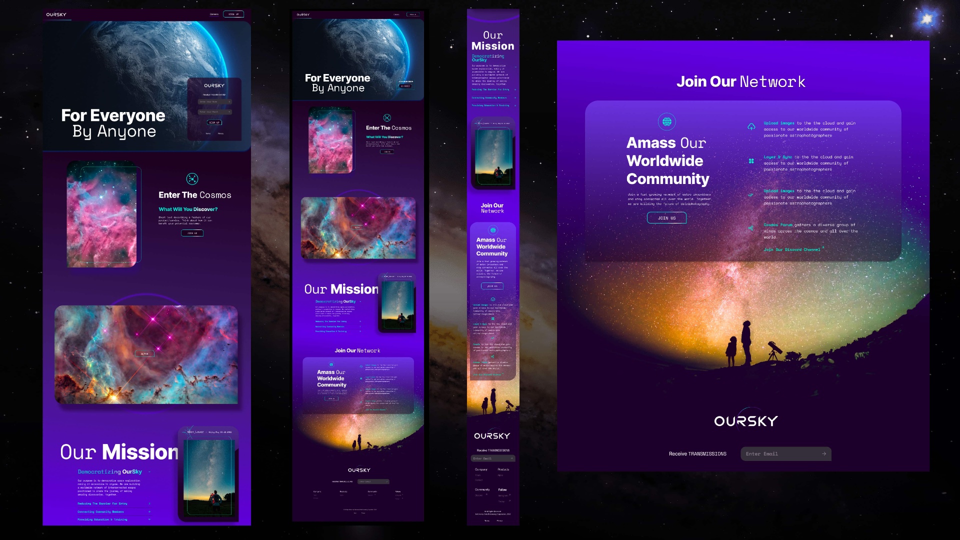 Responsive marketing site screens